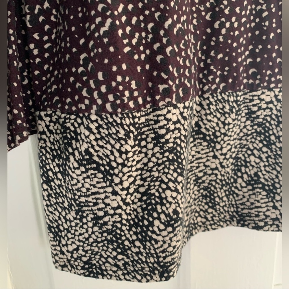 J Jill Eggplant Purple Patterned Long Sleeve Cotton Blend Tunic Size Medium - Picture 3 of 7
